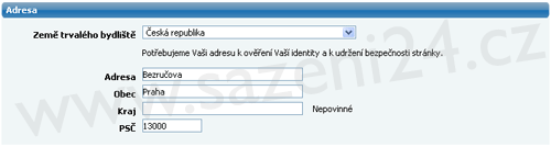 Registrační formulář - Betfire.com