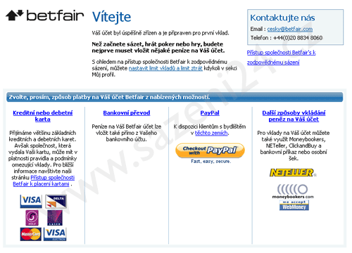 Registrační formulář - Betfire.com