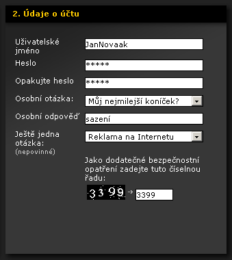Registrační formulář - Bwin
