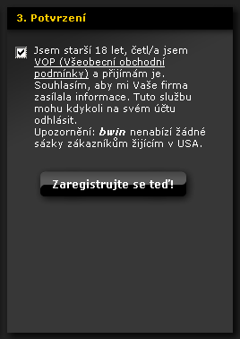 Registrační formulář - Bwin